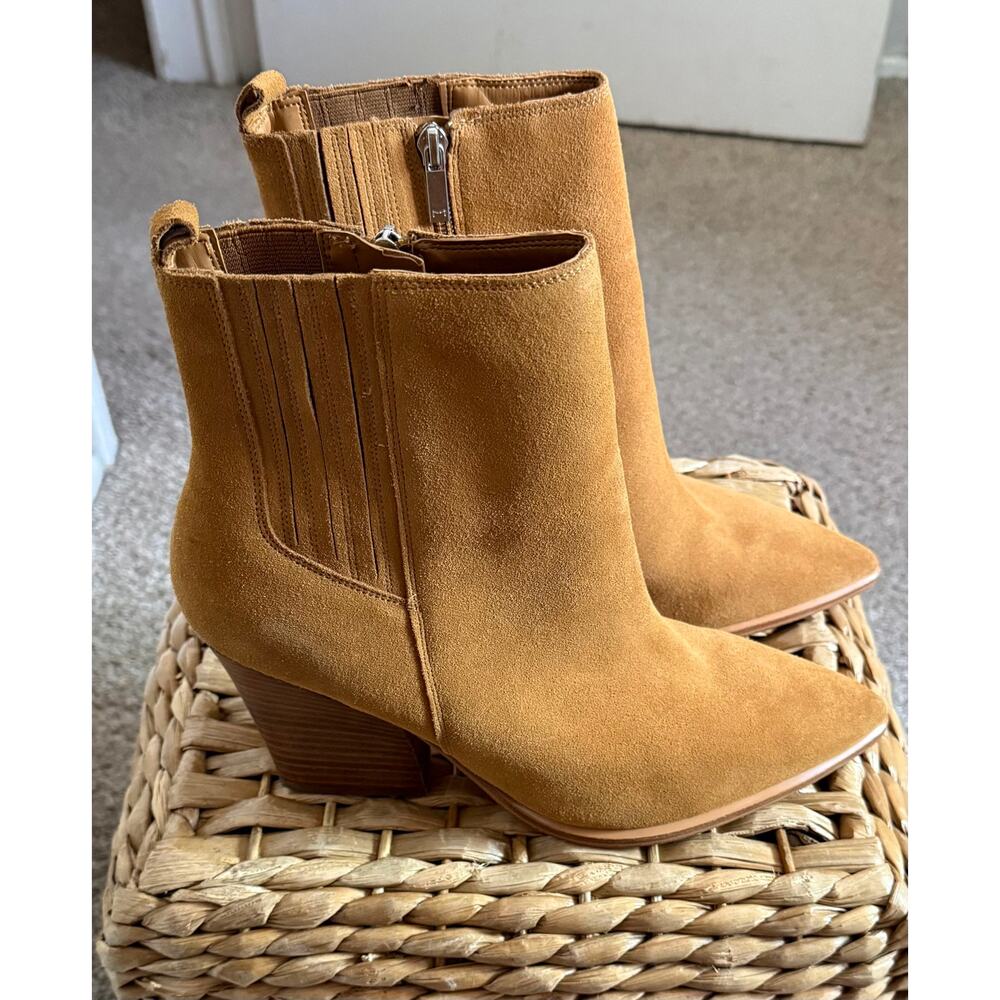 Marc Fisher LTD Mariel Heeled Western Booties Tan Suede 11M - Picture 13 of 15